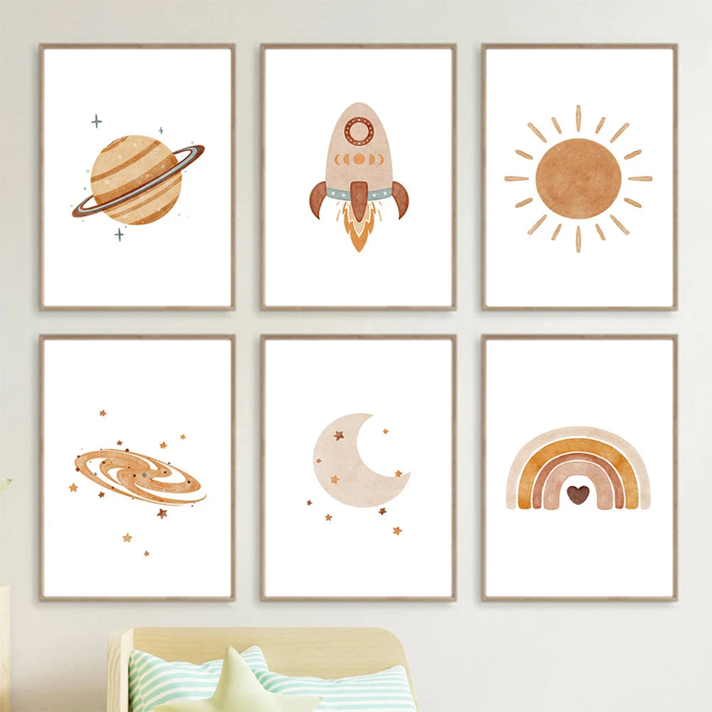 Boho Celestial Kids Room Art