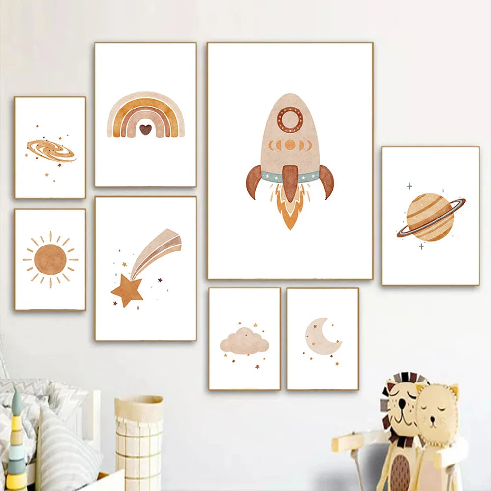 Boho Celestial Kids Room Art